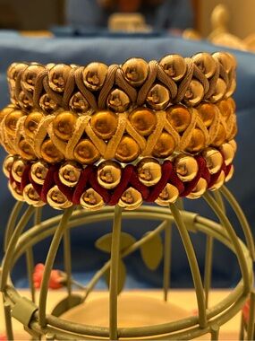 Source Unknown Bead Stackable Bracelets in Taupe, Mustard & Burgundy